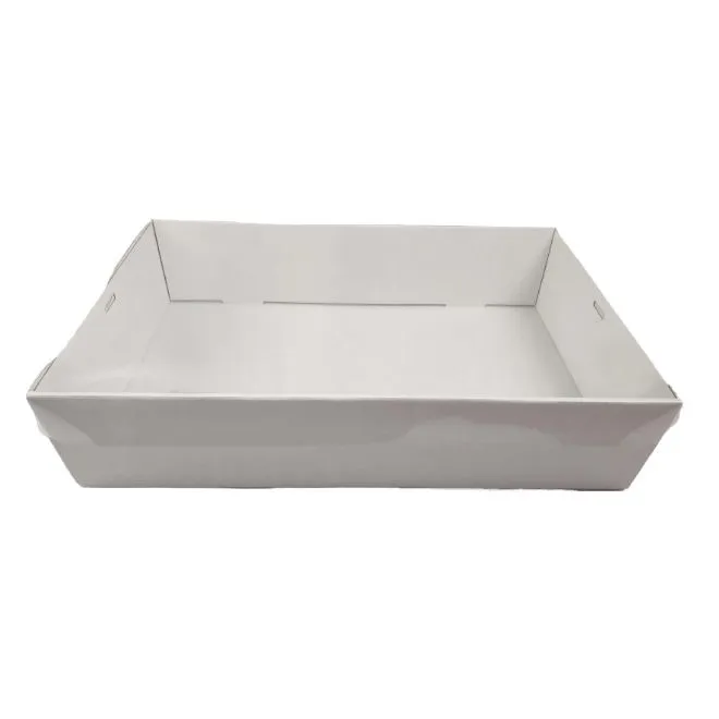 10 x White Disposable Catering Grazing Boxes Trays With Clear PET Lids