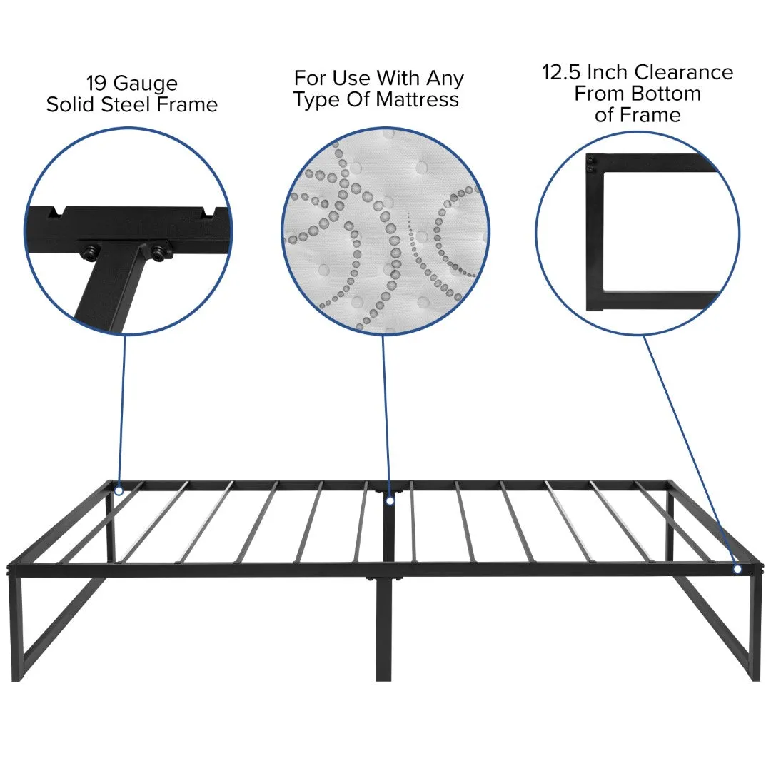 14 Inch Metal Platform Bed Frame with 10 Inch Pocket Spring Mattress in a Box and 2 Inch Cool Gel Memory Foam Topper - Twin