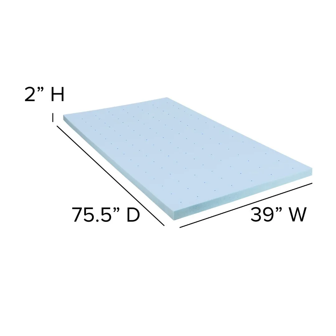 14 Inch Metal Platform Bed Frame with 10 Inch Pocket Spring Mattress in a Box and 2 Inch Cool Gel Memory Foam Topper - Twin