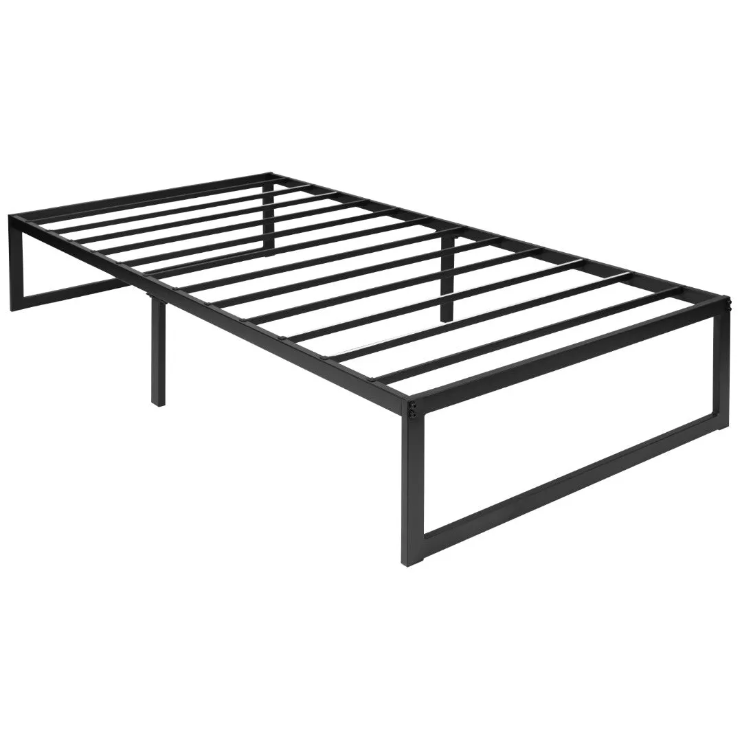 14 Inch Metal Platform Bed Frame with 10 Inch Pocket Spring Mattress in a Box and 2 Inch Cool Gel Memory Foam Topper - Twin