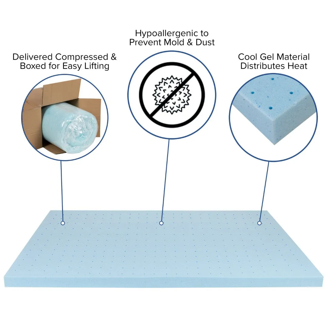 14 Inch Metal Platform Bed Frame with 10 Inch Pocket Spring Mattress in a Box and 2 Inch Cool Gel Memory Foam Topper - Twin