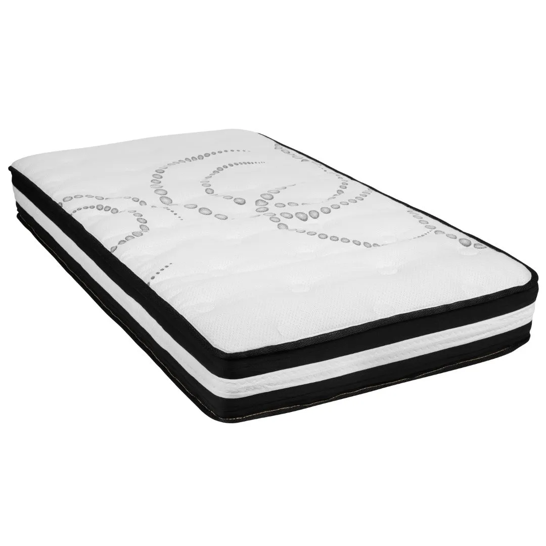14 Inch Metal Platform Bed Frame with 10 Inch Pocket Spring Mattress in a Box and 2 Inch Cool Gel Memory Foam Topper - Twin