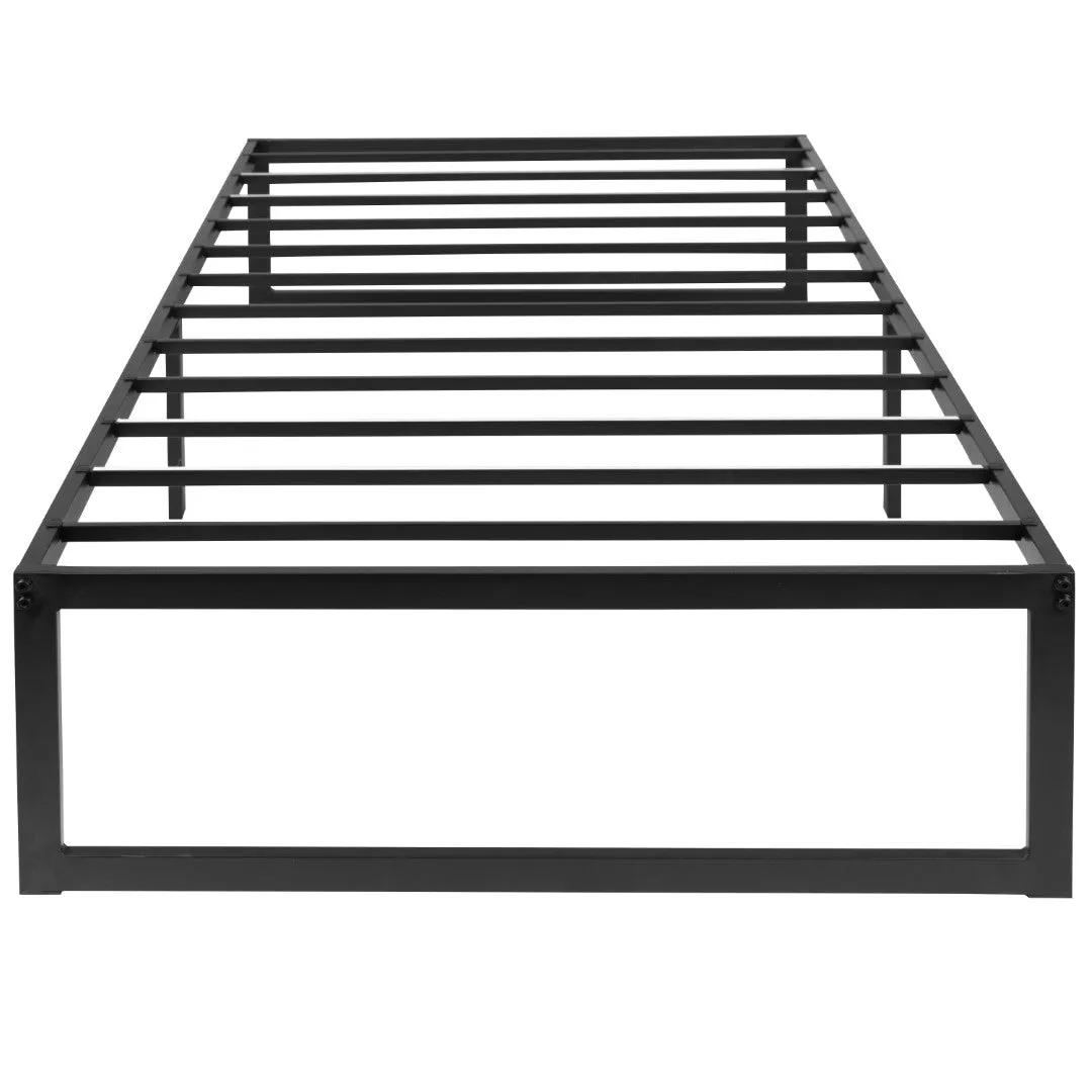 14 Inch Metal Platform Bed Frame with 10 Inch Pocket Spring Mattress in a Box and 2 Inch Cool Gel Memory Foam Topper - Twin