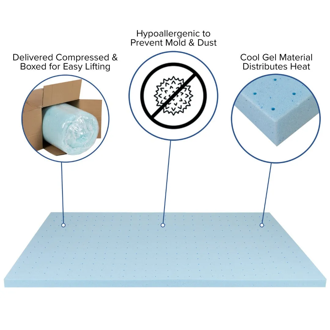 14 Inch Metal Platform Bed Frame with 10 Inch Pocket Spring Mattress in a Box and 2 Inch Cool Gel Memory Foam Topper - Twin