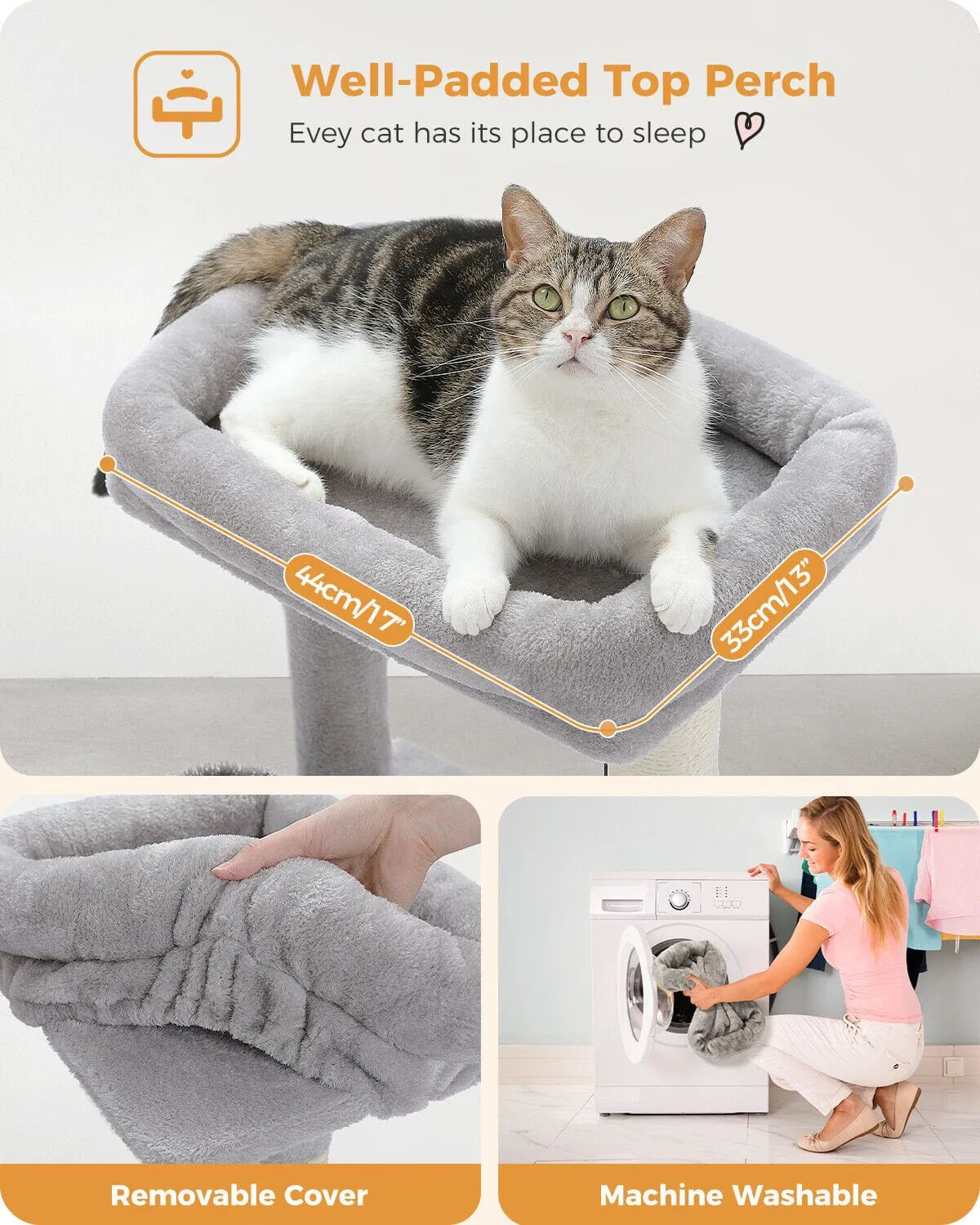 19.7" Cat Scratching Tree with Groomer