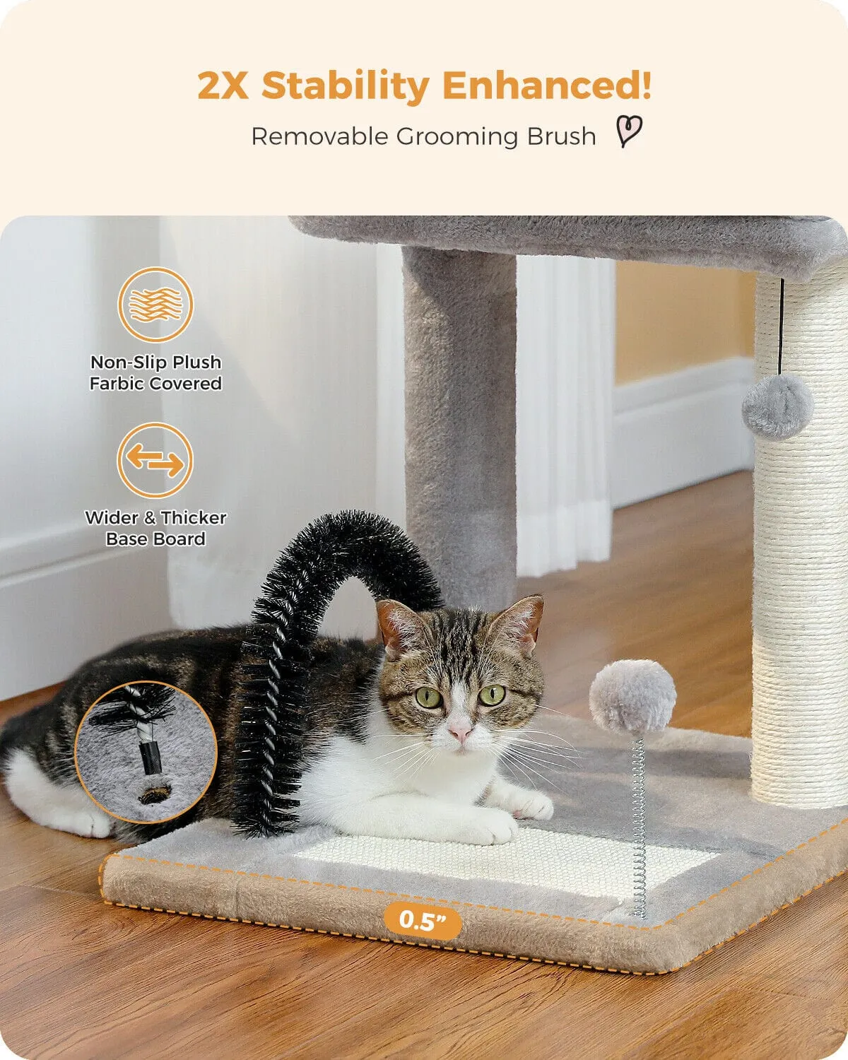 19.7" Cat Scratching Tree with Groomer