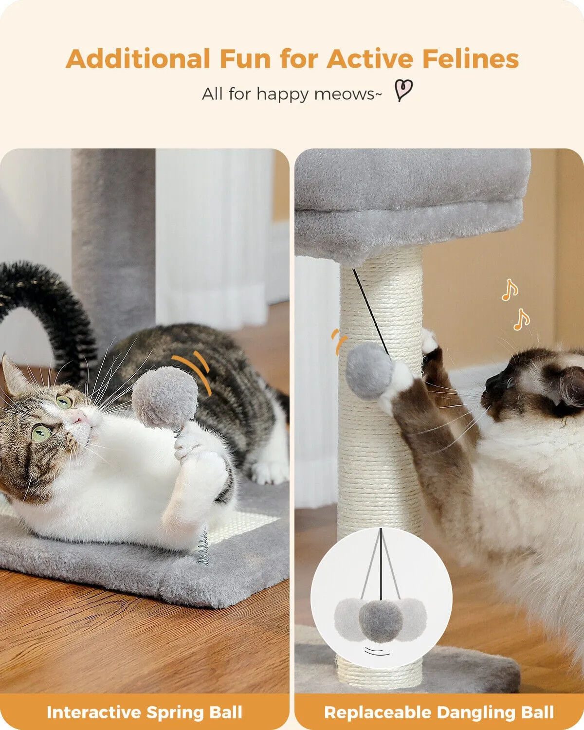 19.7" Cat Scratching Tree with Groomer