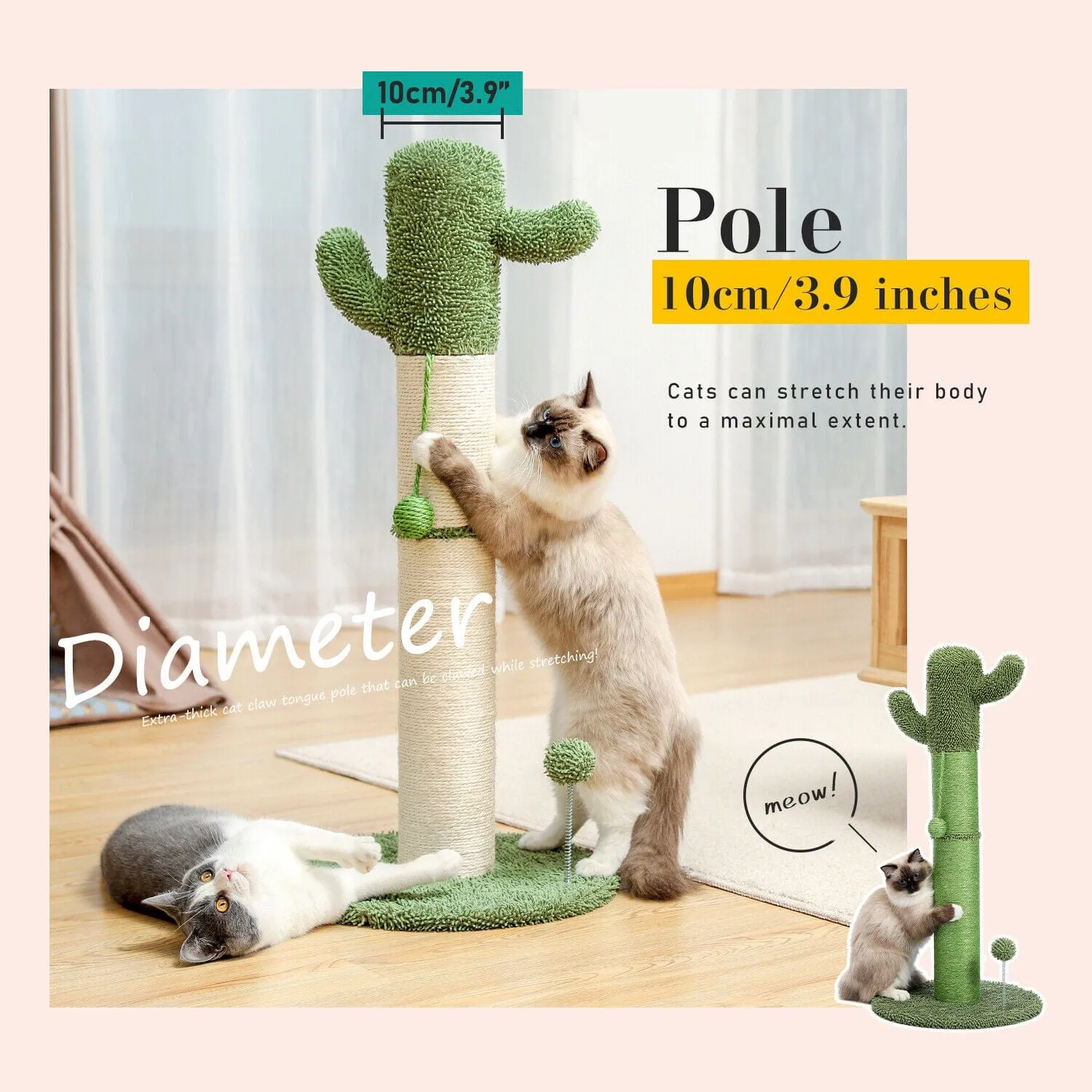33.5" Cactus Cat Scratching Post / Tree / Pole