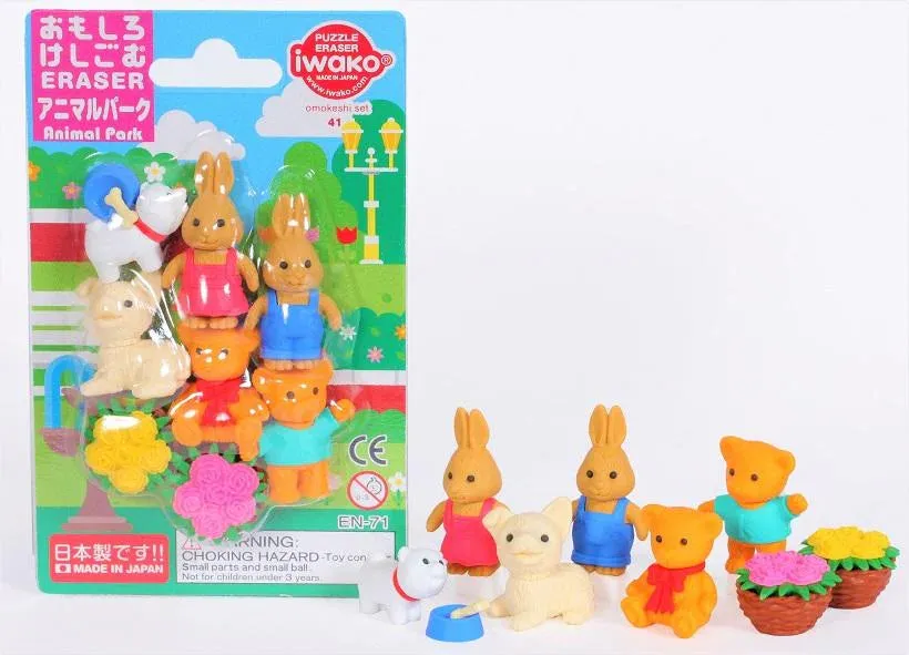 Animal Park Eraser Set by Iwako
