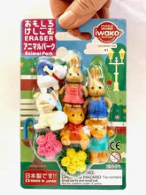 Animal Park Eraser Set by Iwako