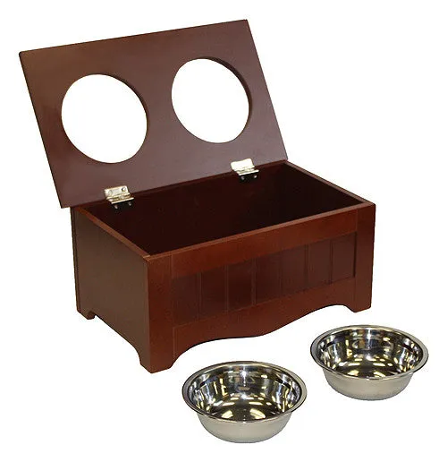 APetProject Chocolate Brown MDF Small Pet Food Server and Storage Box - 15.75"