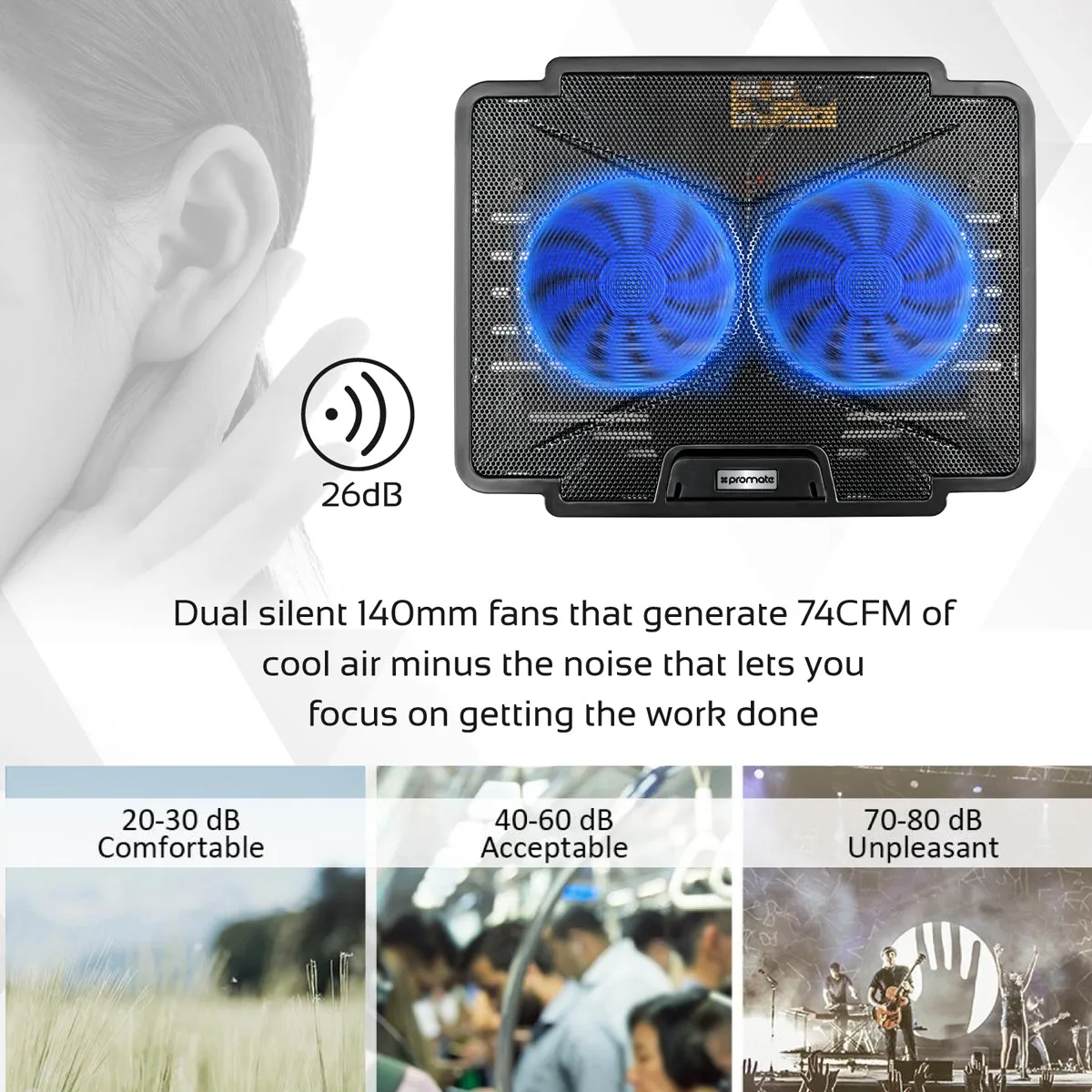 Laptop Cooling Pad with Silent Fan Technology
