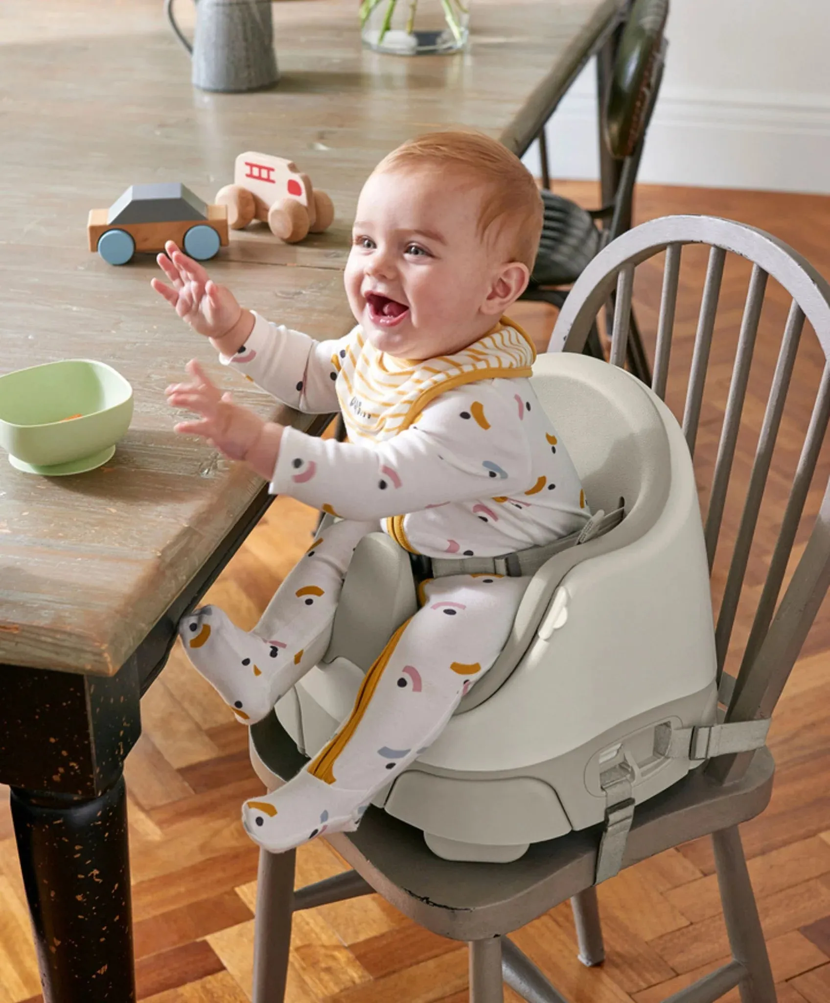 Mamas & Papas Bug 3-in-1 Floor & Booster Seat with Activity Tray-Clay