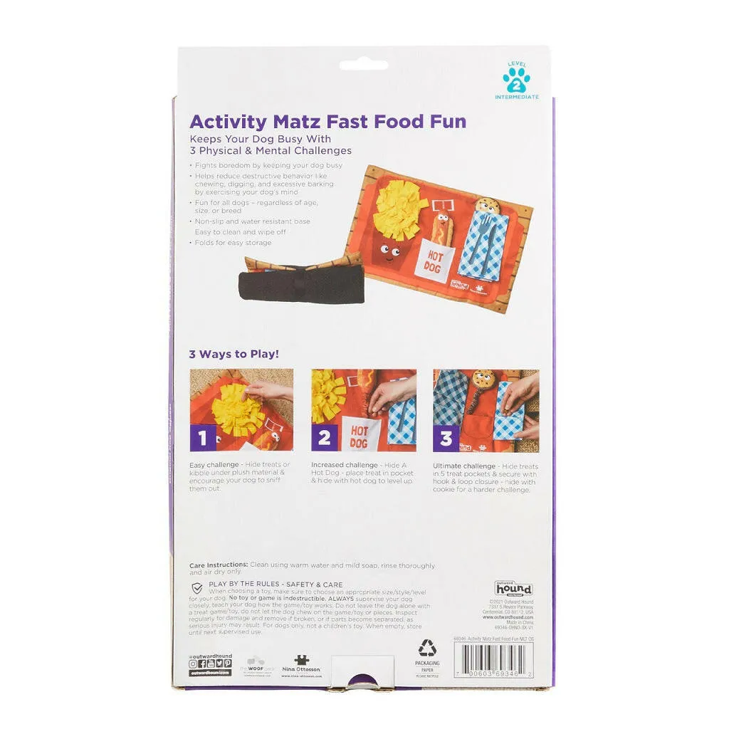 Outward Hound Activity Matz Fast Food Fun Game Plush Dog Puzzle Mat