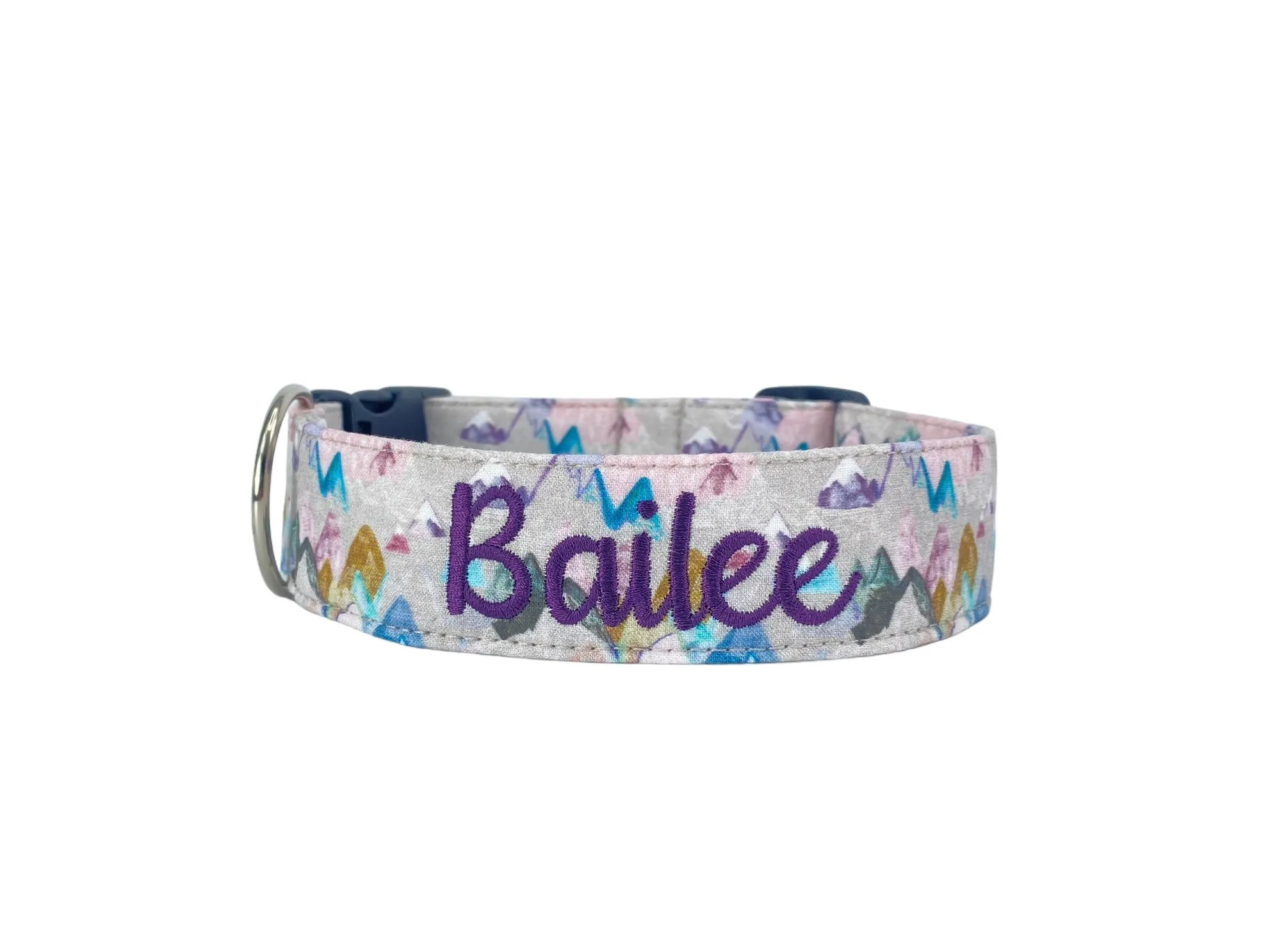 Personalized Dog Collar | Embroidered Purple Mountians Dog Collar