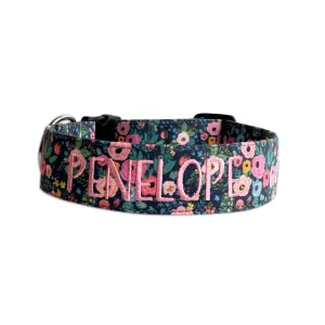 Personalized Dog Collar | Navy Bouquet Dog Collar | Duke & Fox®