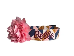 Personalized Dog Collar | Pink Navy Geometric Dog Collar | Duke & Fox®