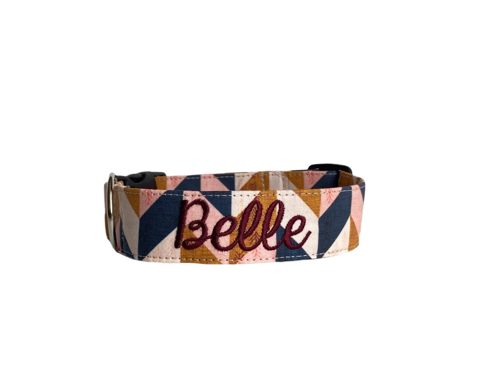 Personalized Dog Collar | Pink Navy Geometric Dog Collar | Duke & Fox®