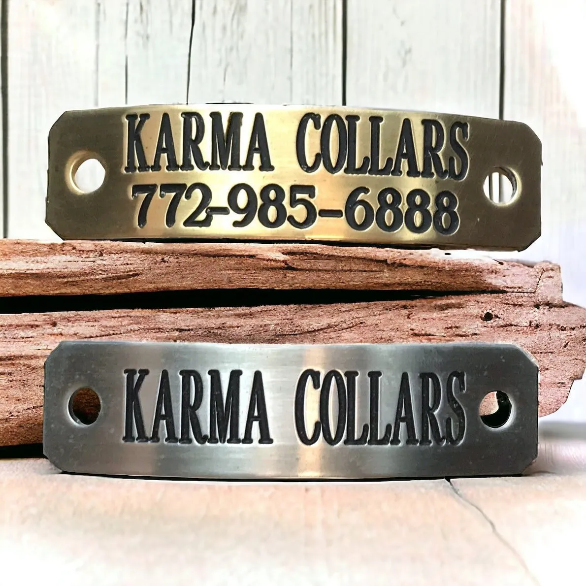 Personalized Leather Dog Collar with Nameplate 1.5" WIDE