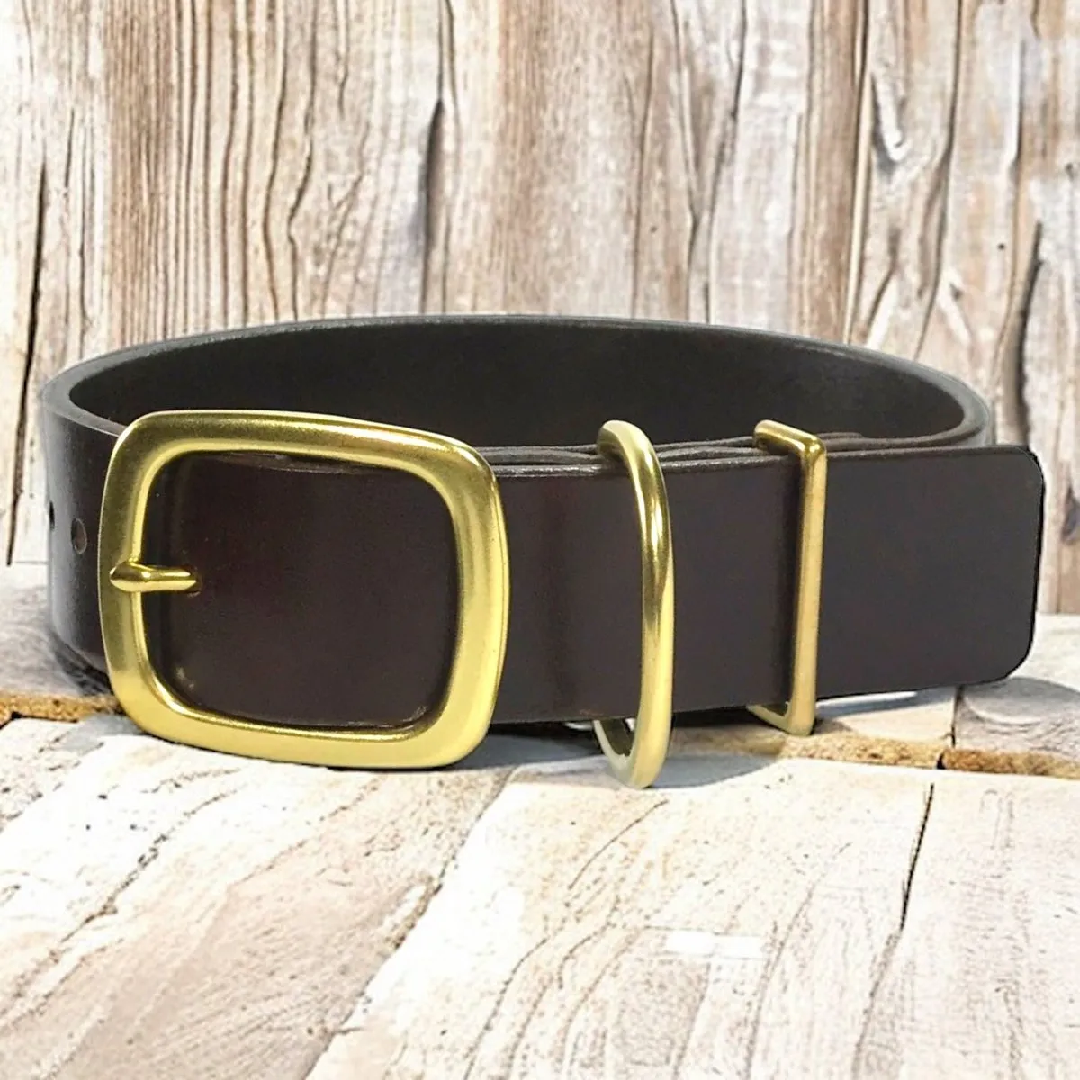 Personalized Leather Dog Collar with Nameplate 1.5" WIDE