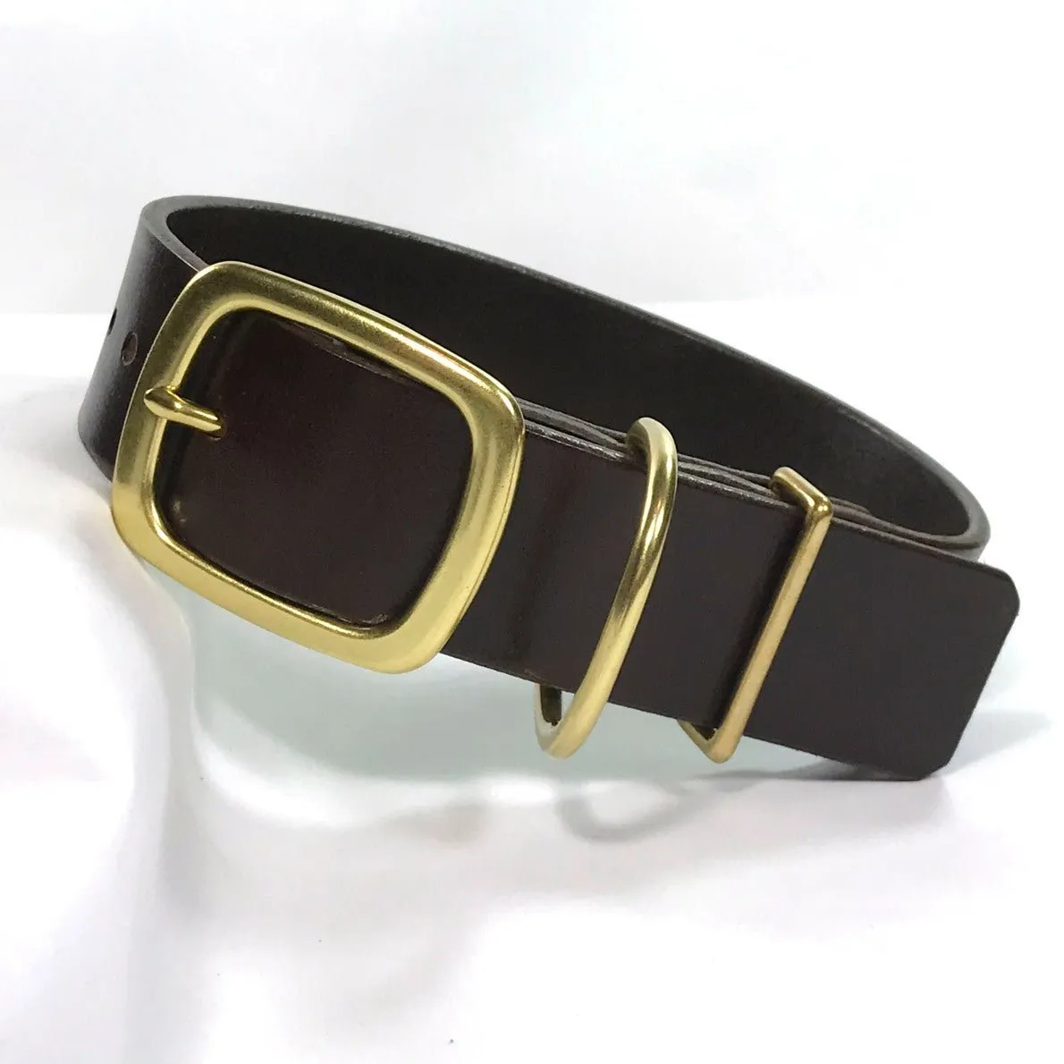 Personalized Leather Dog Collar with Nameplate 1.5" WIDE