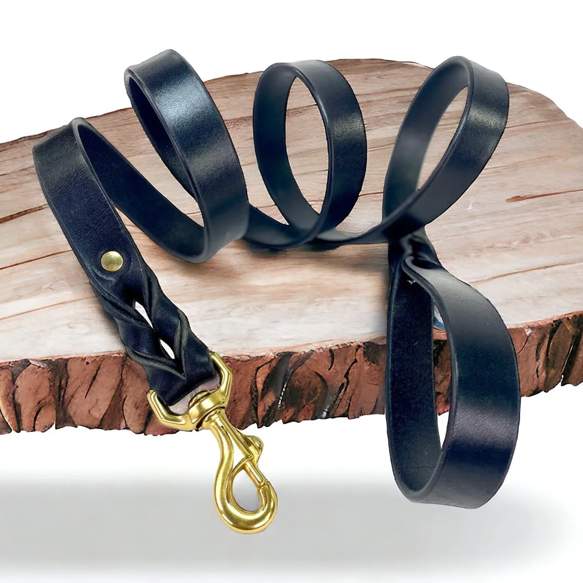 Personalized Leather Dog Collar with Nameplate 1.5" WIDE
