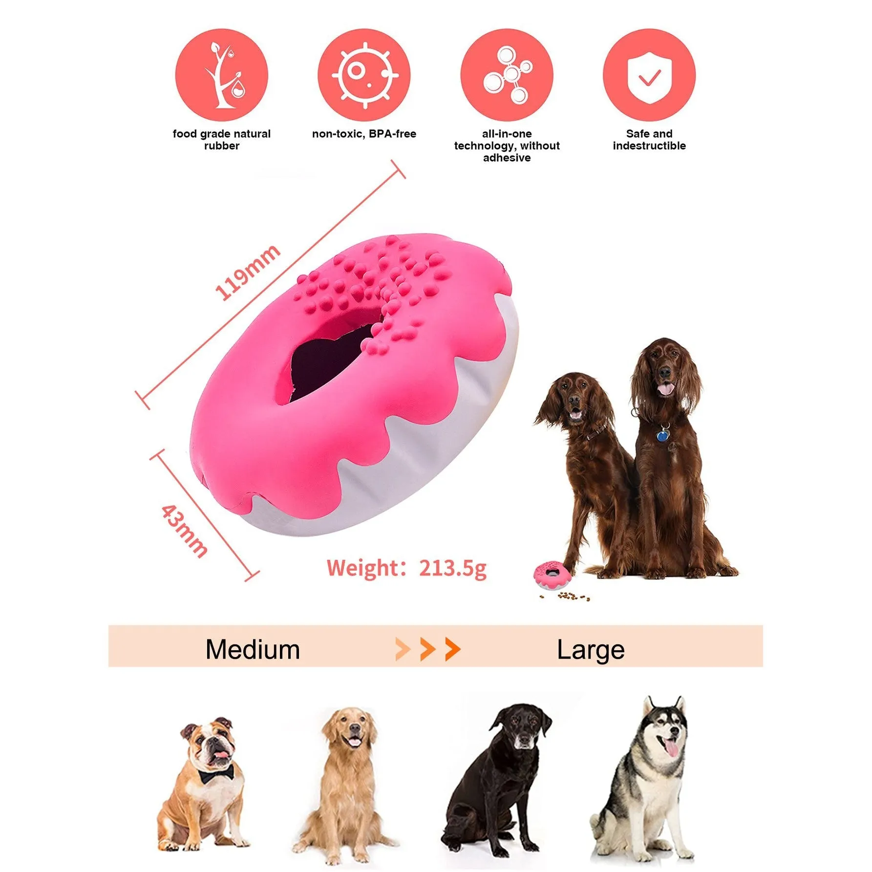 Petopia Tough Mochi Donut Rubber Dog Toy Assorted Colours^^^