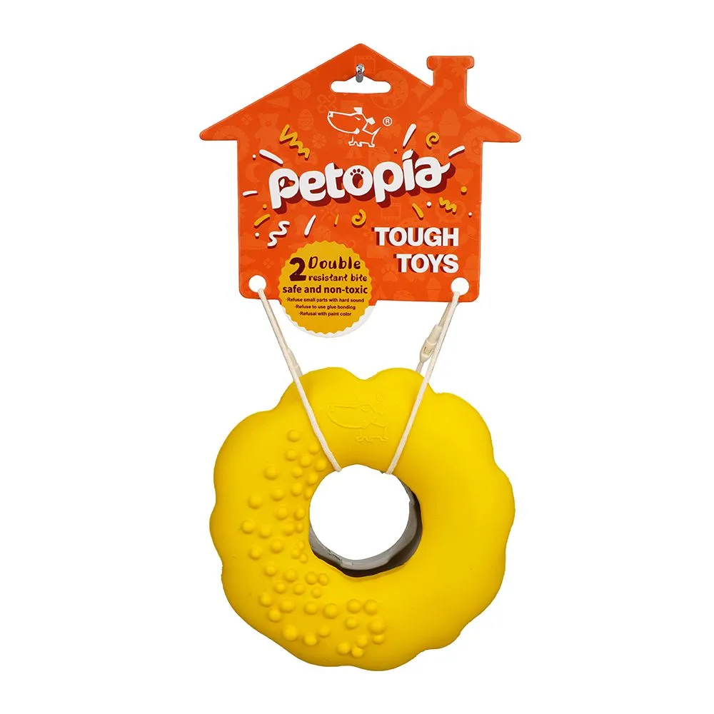 Petopia Tough Mochi Donut Rubber Dog Toy Assorted Colours^^^