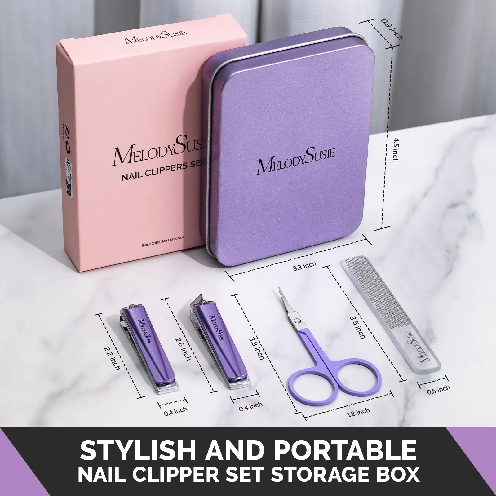 Stainless Steel Nail Clippers 4 in 1 Kit - Purple