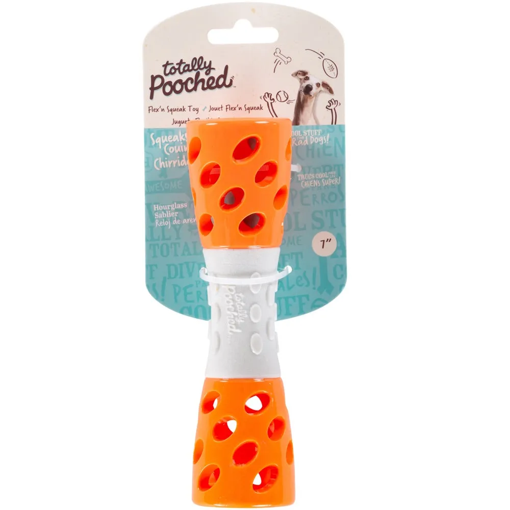 Totally Pooched Toss'n Stuff Rubber Hourglass Dog Toy (Orange)