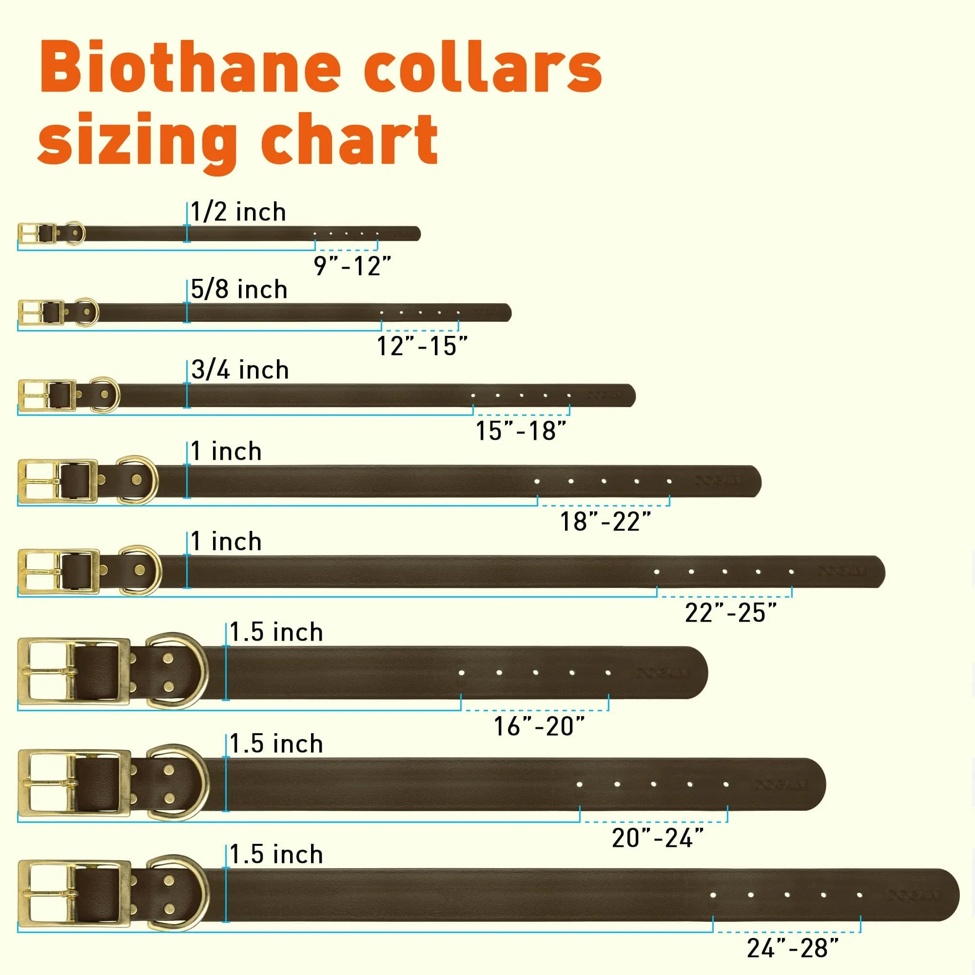 Viper Biothane Waterproof Dog Collar - Brass Hardware - Wide - Size XXL (24" - 28")