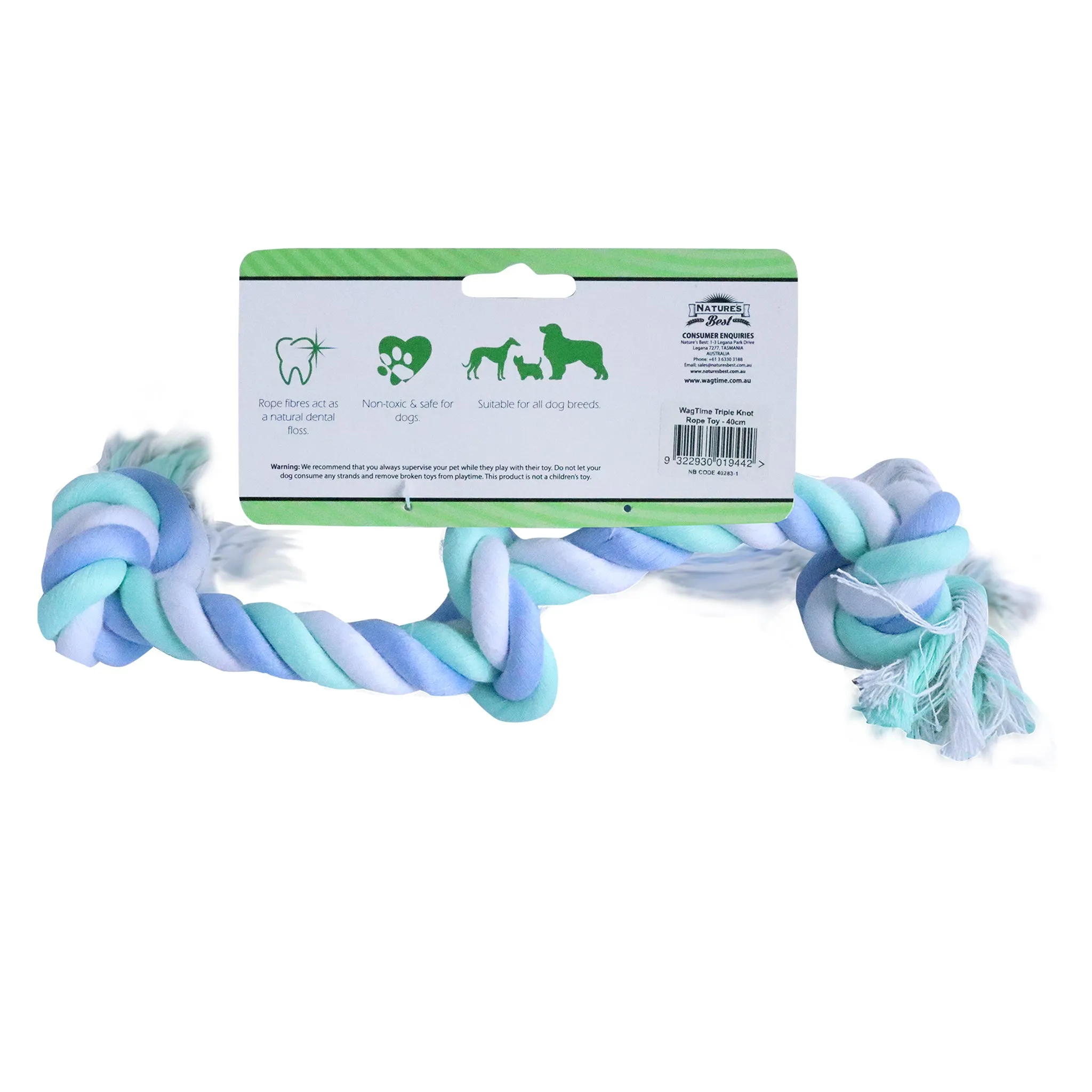 WagTime - Triple Knot Rope Toy (40cm)