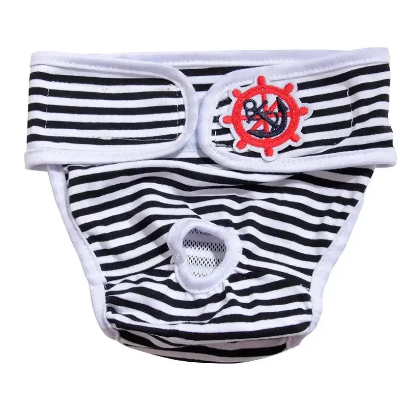 Washable Striped Dog Diaper Panties for Small to Medium Dogs