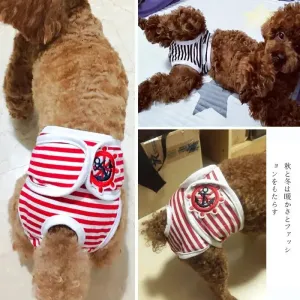 Washable Striped Dog Diaper Panties for Small to Medium Dogs