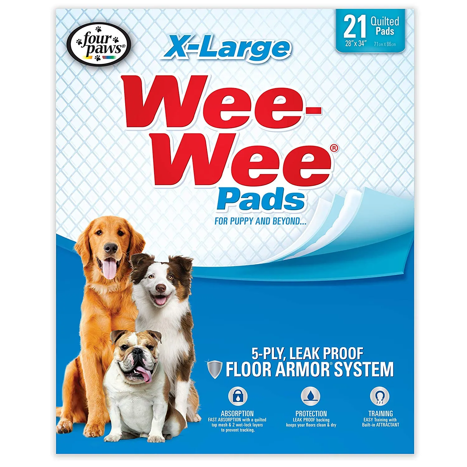Wee-Wee Pads - Leak Proof Puppy Pads for Dogs - Various Pack Sizes Available